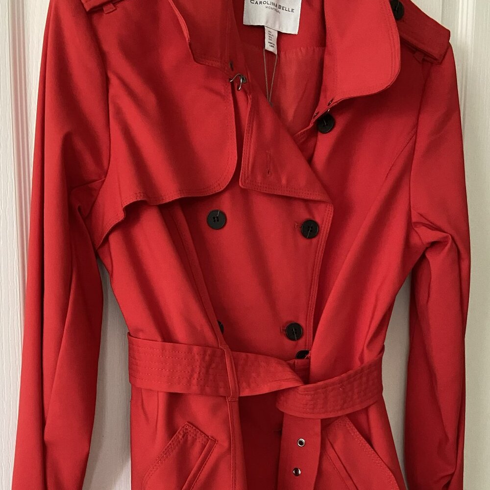 Carolina Belle Red Trenchcoat, NWT, Double breasted - Picture 2 of 5